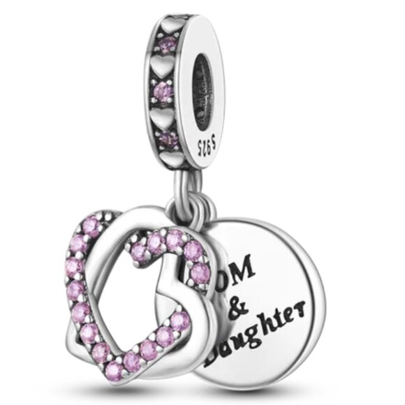 NWOT Mom & Daughter Heart Pandora Fit Charm - Picture 1 of 10